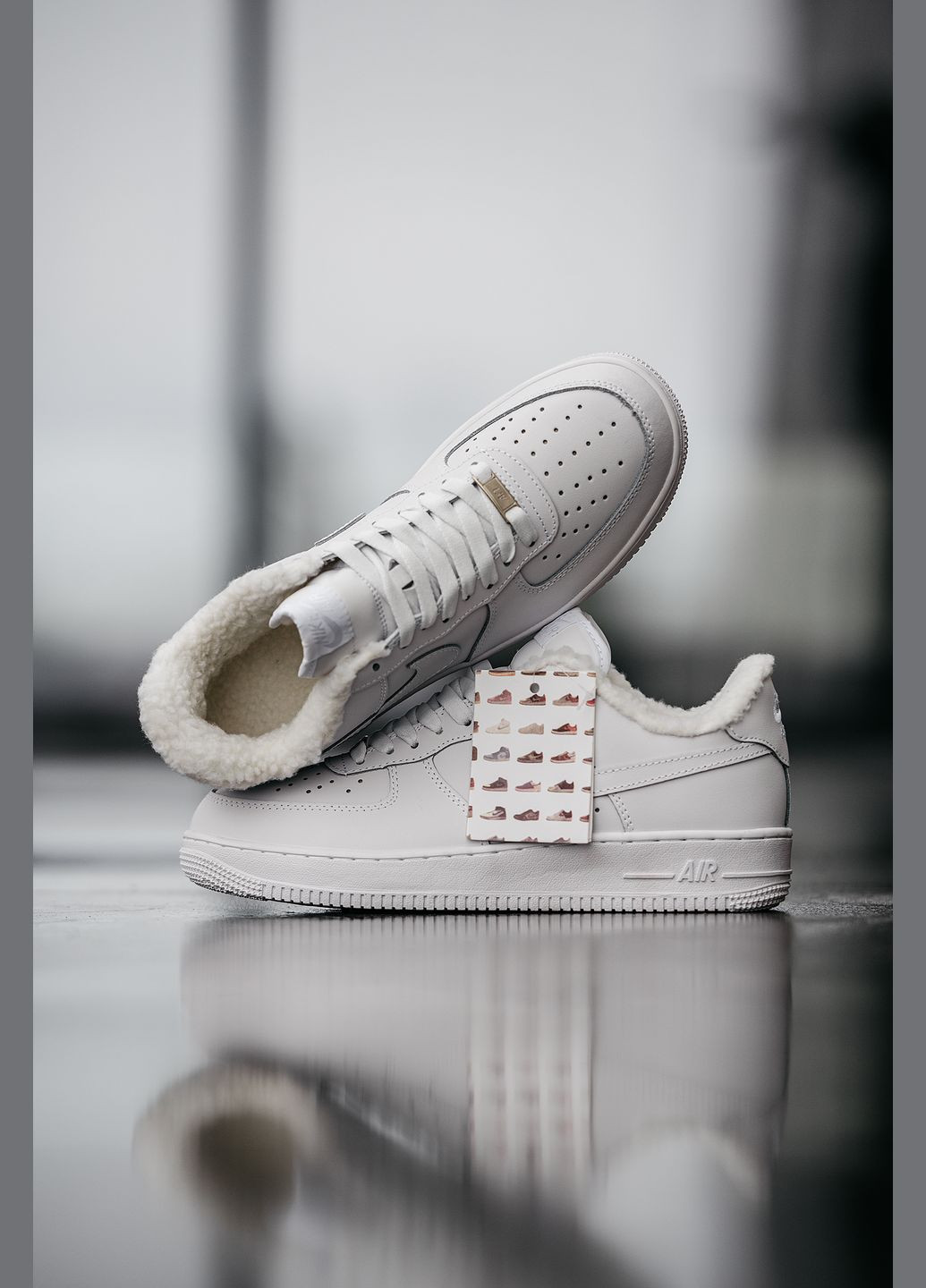 Кроссовки зимние женские и мужские Nike Air Force 1 winter low white fur | Найк Аир Форс 1 низкие белые с мехом No Brand белые зима (309006081)