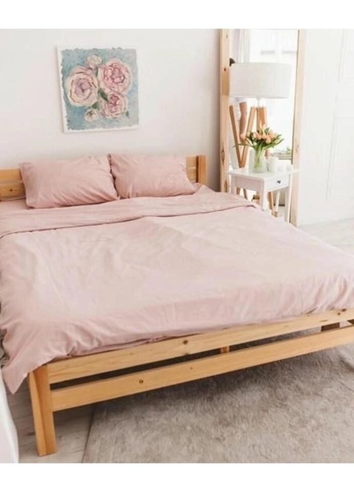 Постільна білизна євро Home Варена бавовна 20474 200х220 см світло-рожева DUSHKA (327791547)