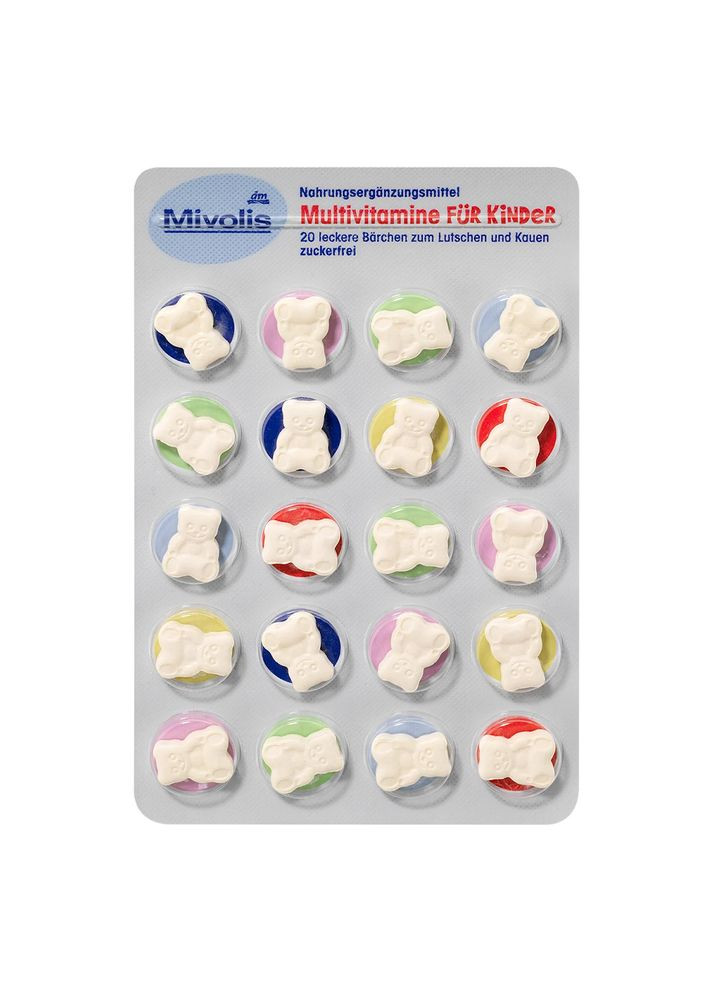 Жувальні мультивітаміни для дітей від 4 до 7 років Multivitamine Kinder, 20 шт, від DM Mivolis (360654994)