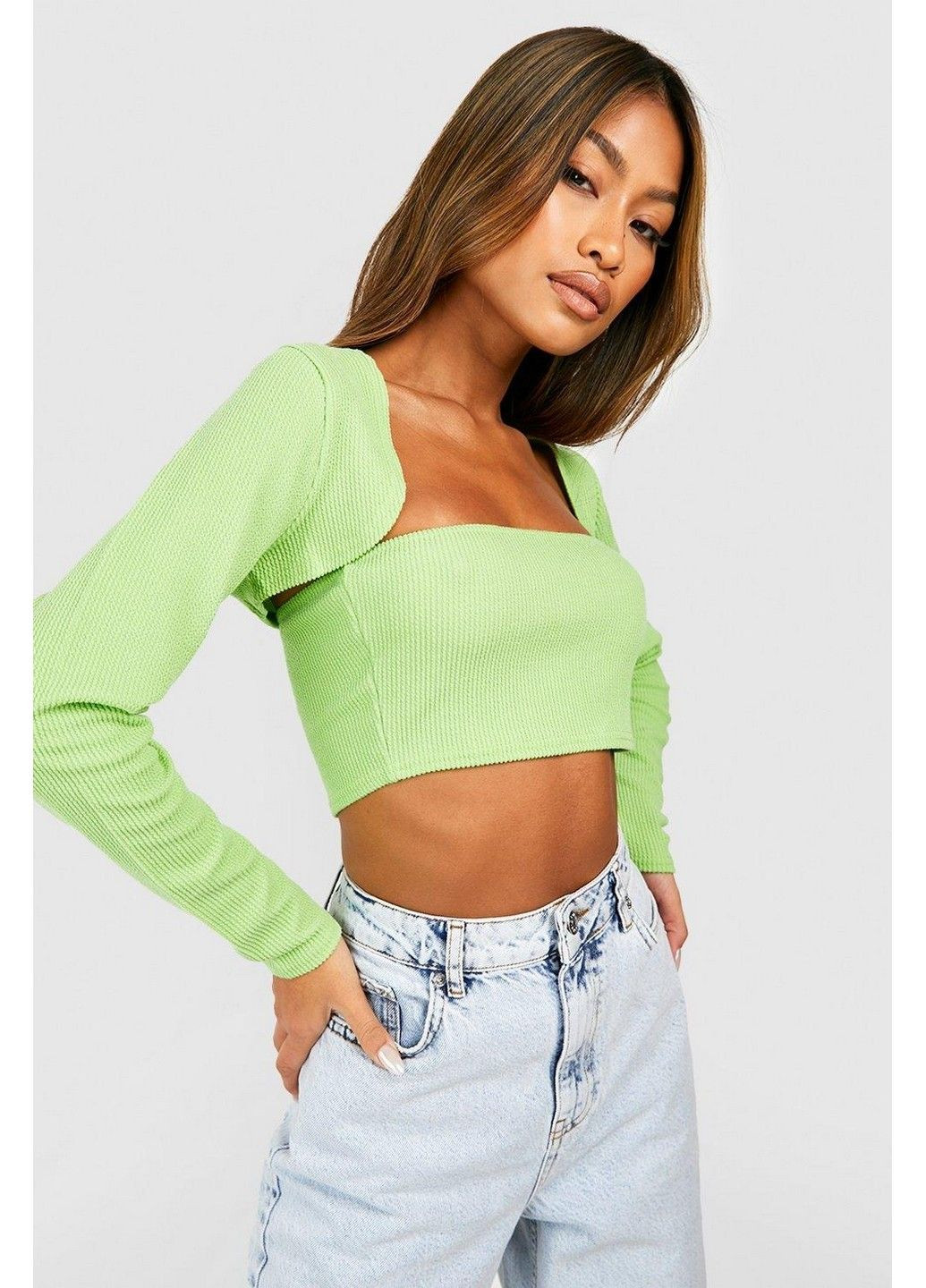 Лаймовый летний комплект (болеро, топ) Boohoo