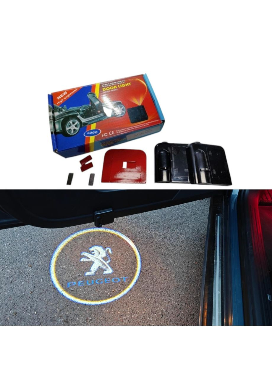 Светодиодная подсветка на дверях автомобиля с логотипом Peugeot No Brand (346497638)