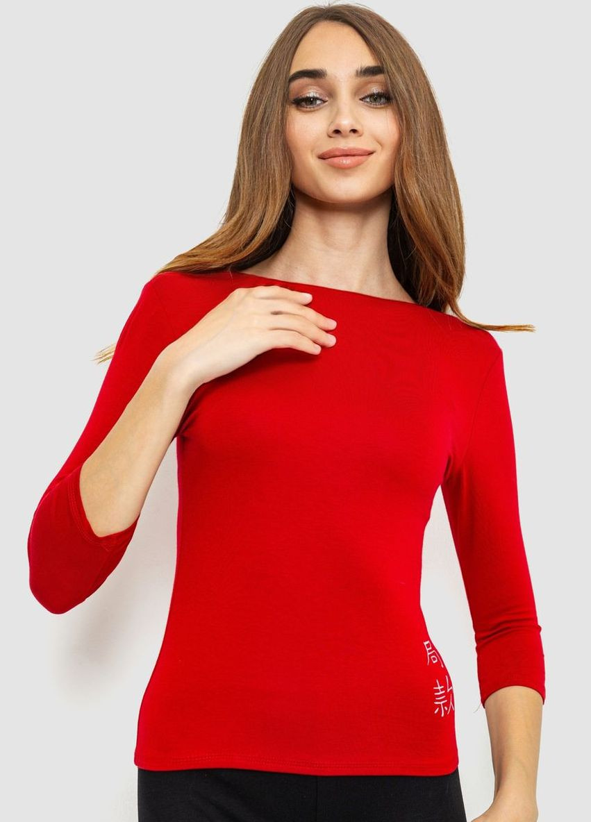 Красная демисезон футболка женская с удлиненным рукавом, цвет красный, Ager