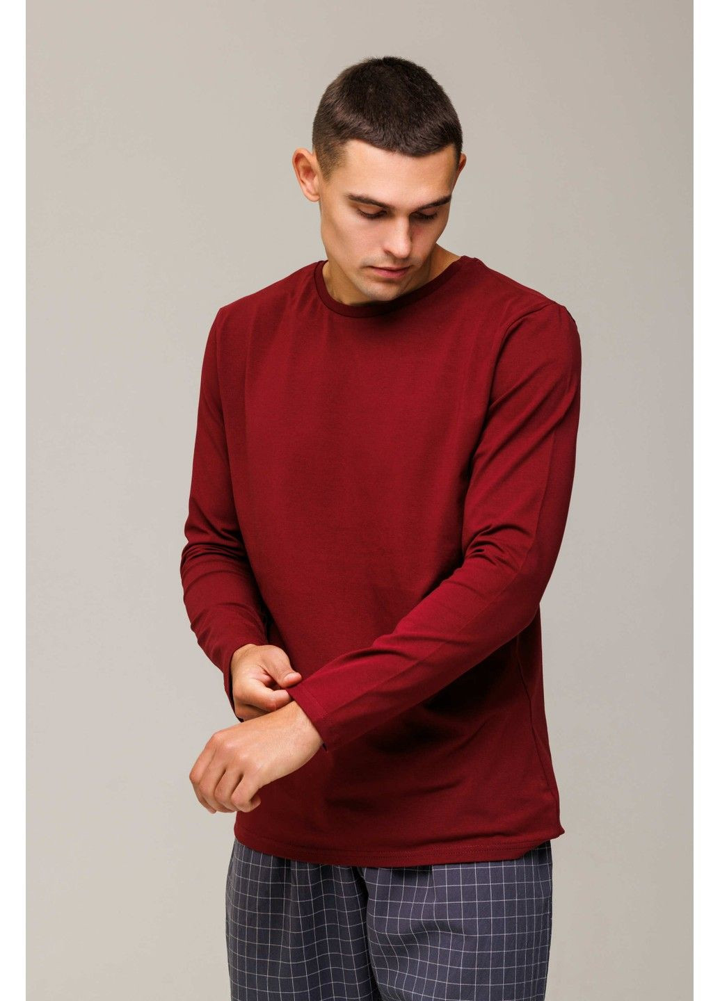 Бордовый демисезонный повседневный лонгслив Handy Wear однотонный