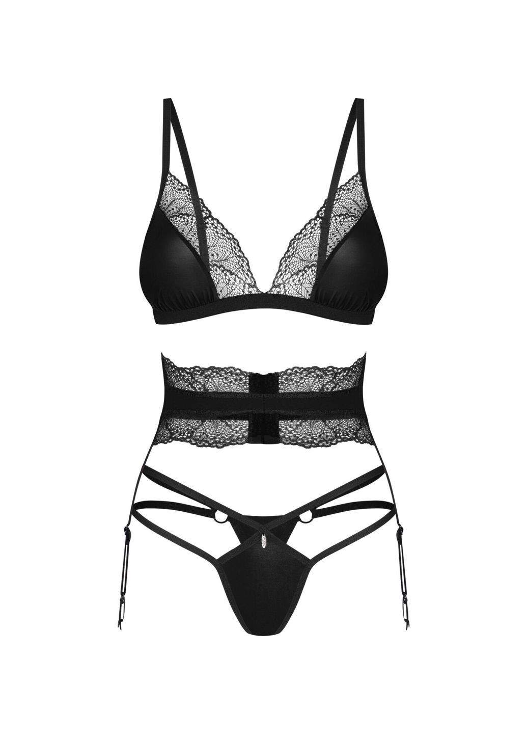 Черный демисезонный комплект lobellis 3-pcs set xl/2xl - cherrylove Obsessive