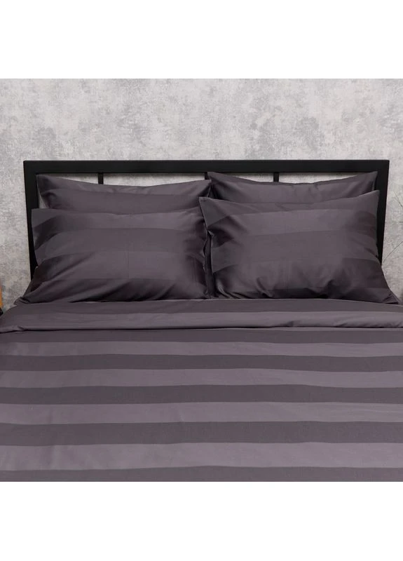 Комплект постільної білизни Satin Stripe Полуторний 143х210 наволочки 2х40х60 (MS-820016920) Moon&Star Dark Graphite (400231555)
