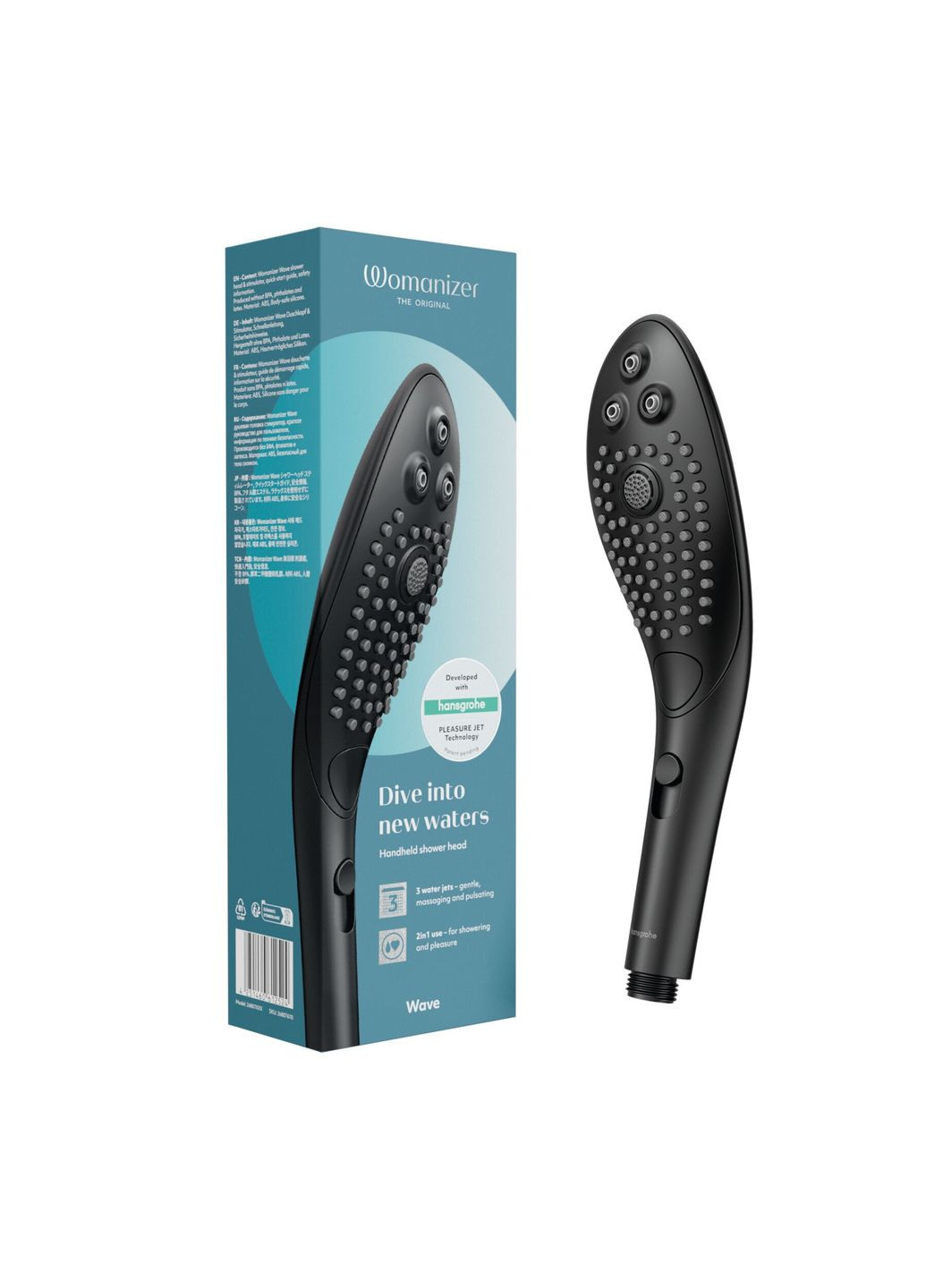 Насадка-стимулятор для душа 2в1 Wave Black, массажер для интимных зон Womanizer (296492066)