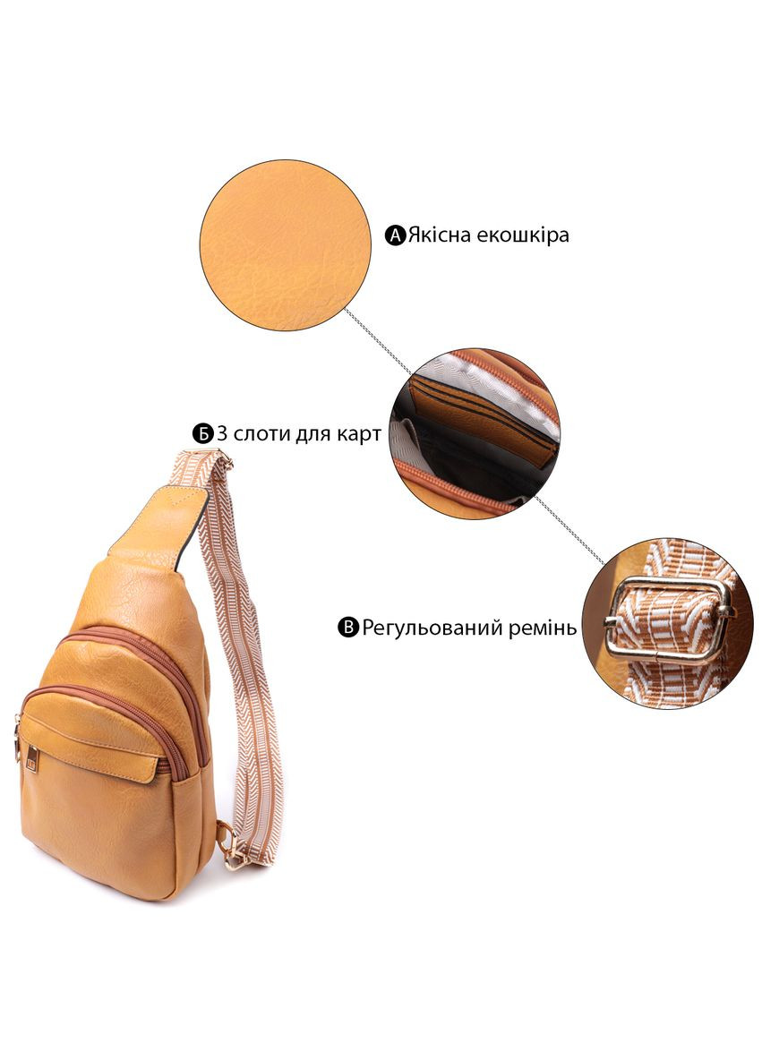 Яркая женская сумка через плечо с отверстием для наушников из экокожи 22788 Желтый Vintage (331910287)