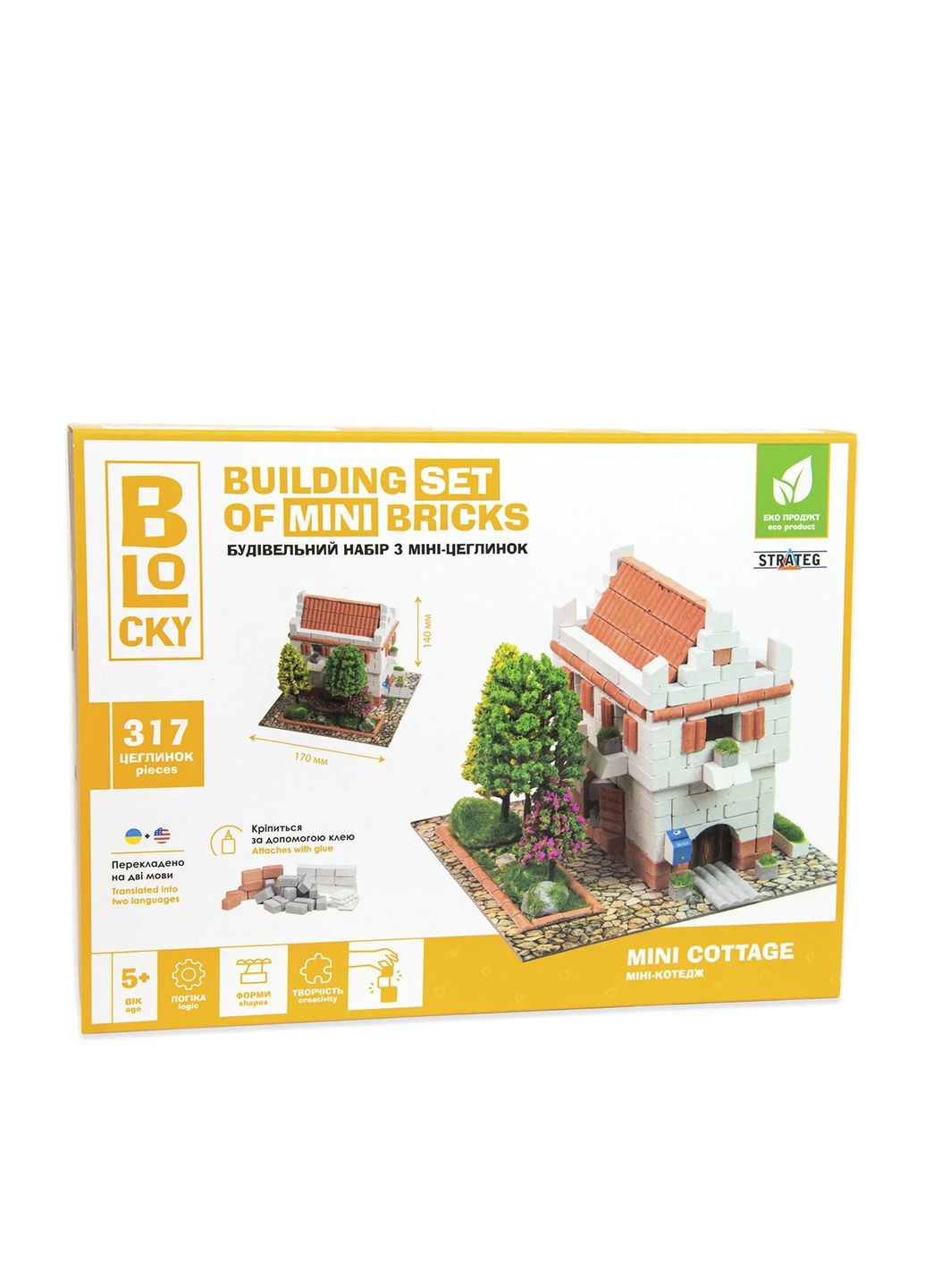 Строительный набор для творчества из мини-кирпичиков BLOCKY Мини-Коттедж цвет разноцветный CB-00260092 Strateg (314891920)