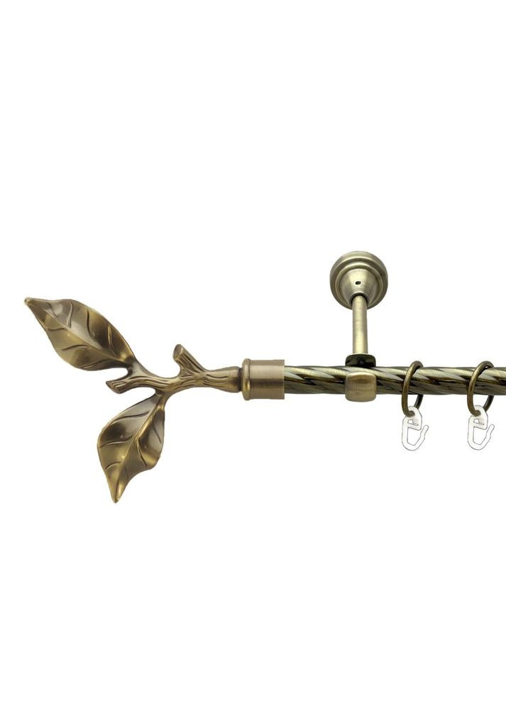 Карниз Листок Розы металлический однорядный открытый скрученная труба Антик 16 мм 160 см (00-00022333) ORVIT (300693360)