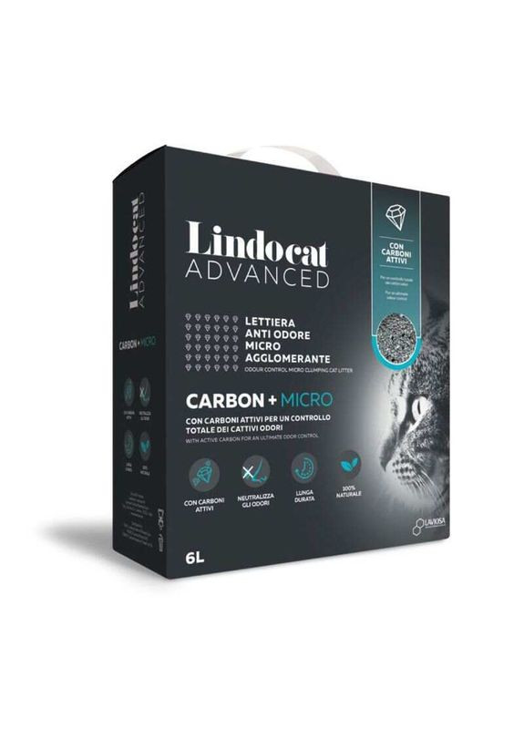 Комкуючий бентонітовий наповнювач з вугільними гранулами Advanced Carbon Plus (box) - 6 л Lindocat (327366357)