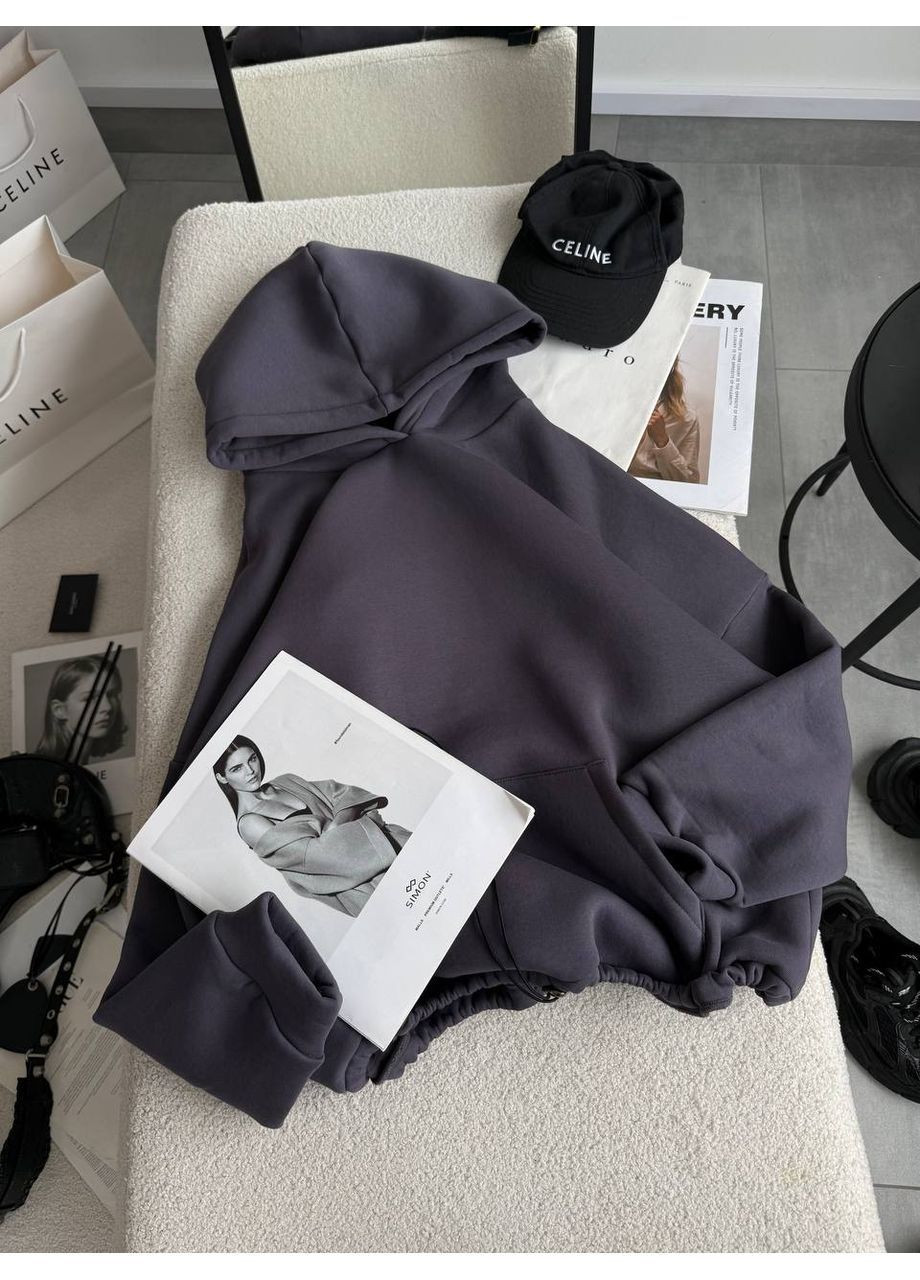 Худі тринитка на флісі з подвійним капюшоном No Brand (365410192)