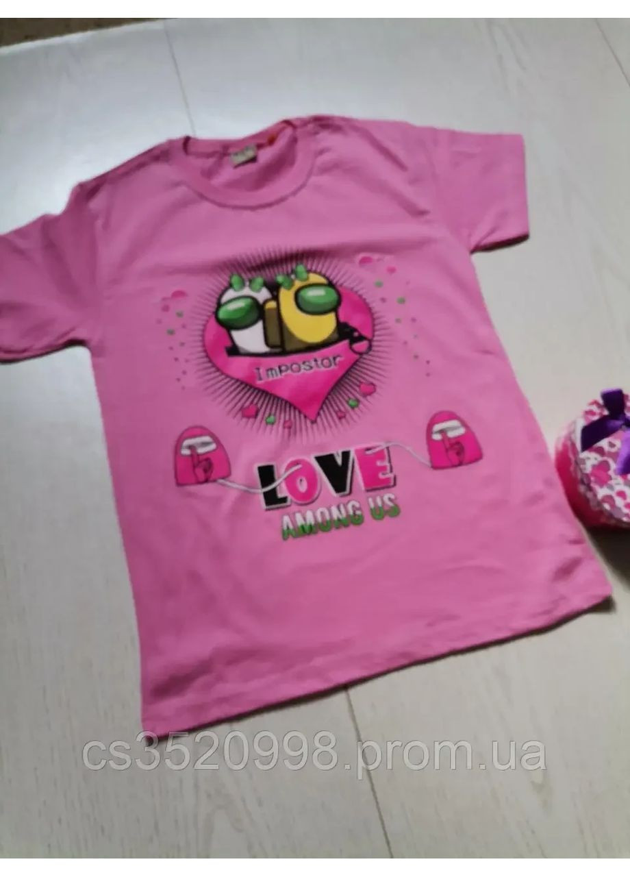 Рожева демісезонна дитяча футболка на дівчинку among us рожева, на 4,6 і 8 років Kids