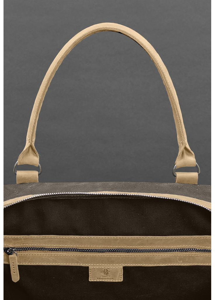 Дорожная сумка из коричневого конваса и натуральной светло-бежевой кожи. BlankNote (348359117)