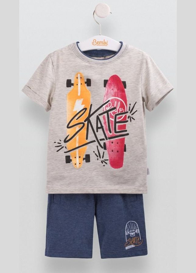 Синій літній костюм футболка та шорти для хлопчика р.110 Бембі