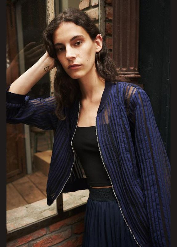 Вітровка прозора літня куртка бомбер в полоску смужку тонка Zara (326598483}