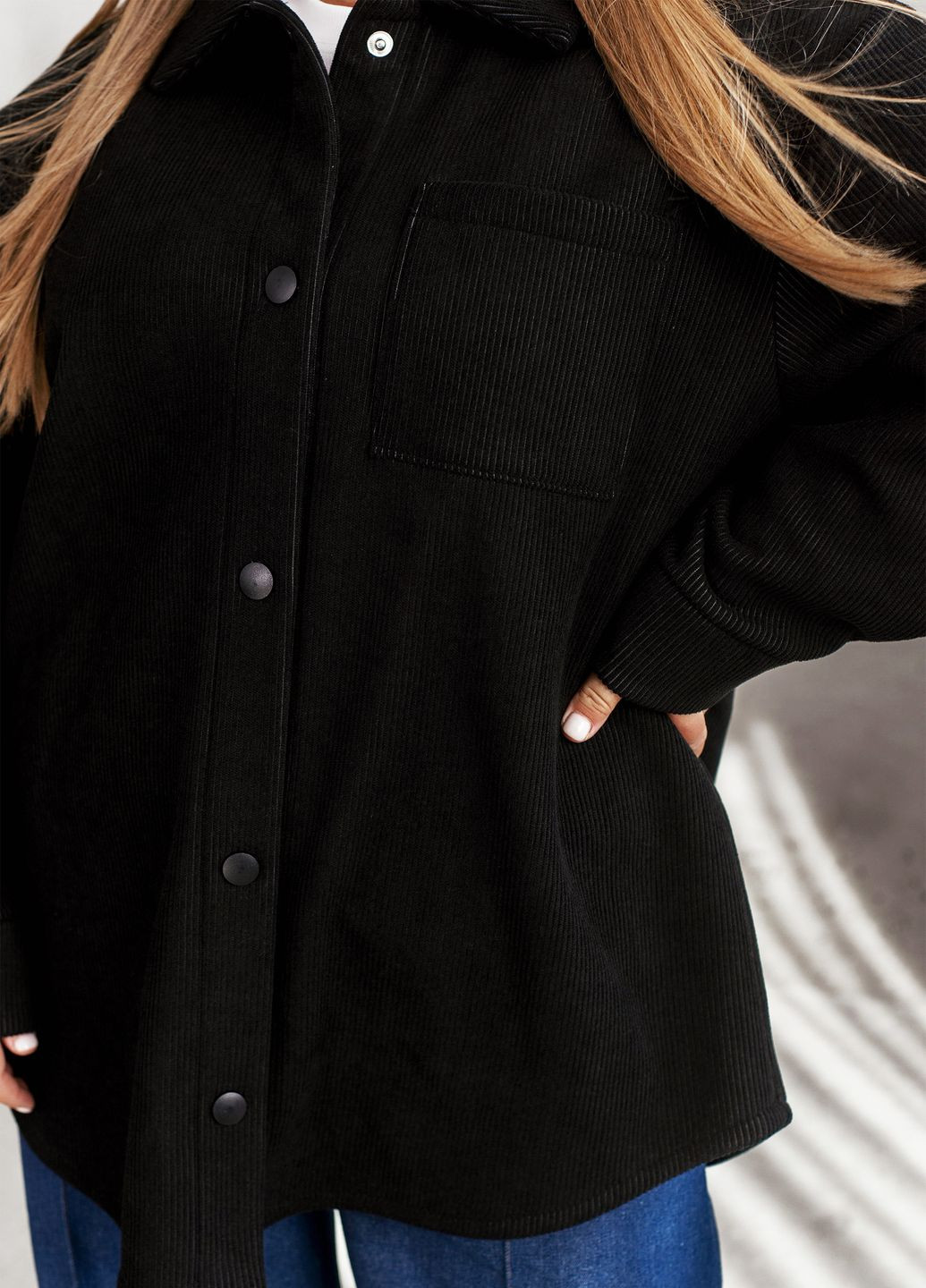 Куртка-рубашка вельветовая демисезонная женская удлиненного кроя No Brand (361790989)