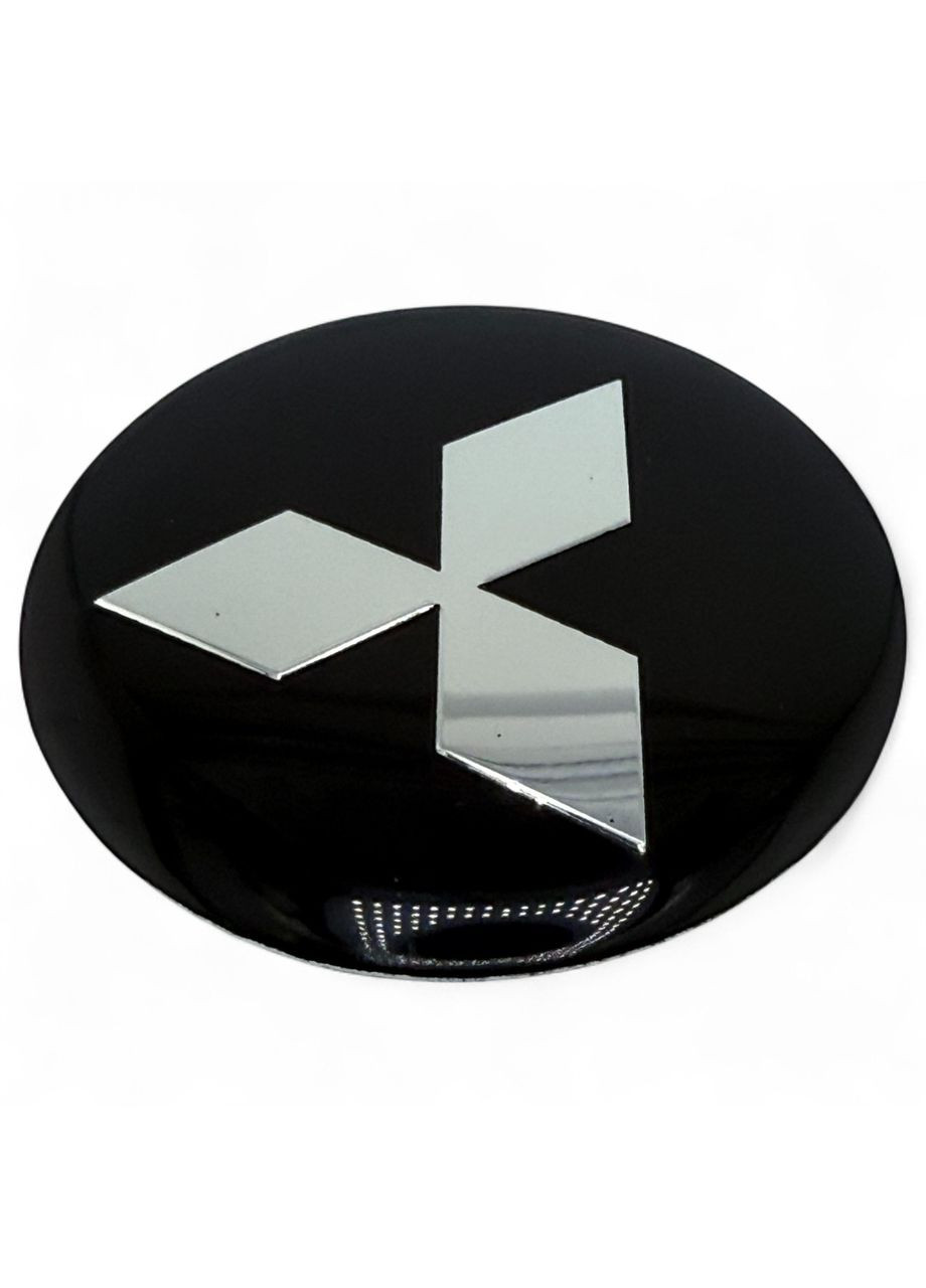 1 штука Наклейка с логотипом Мицубиси 56 мм алюминиевые Черная с хром логотипом No Brand (364959045)