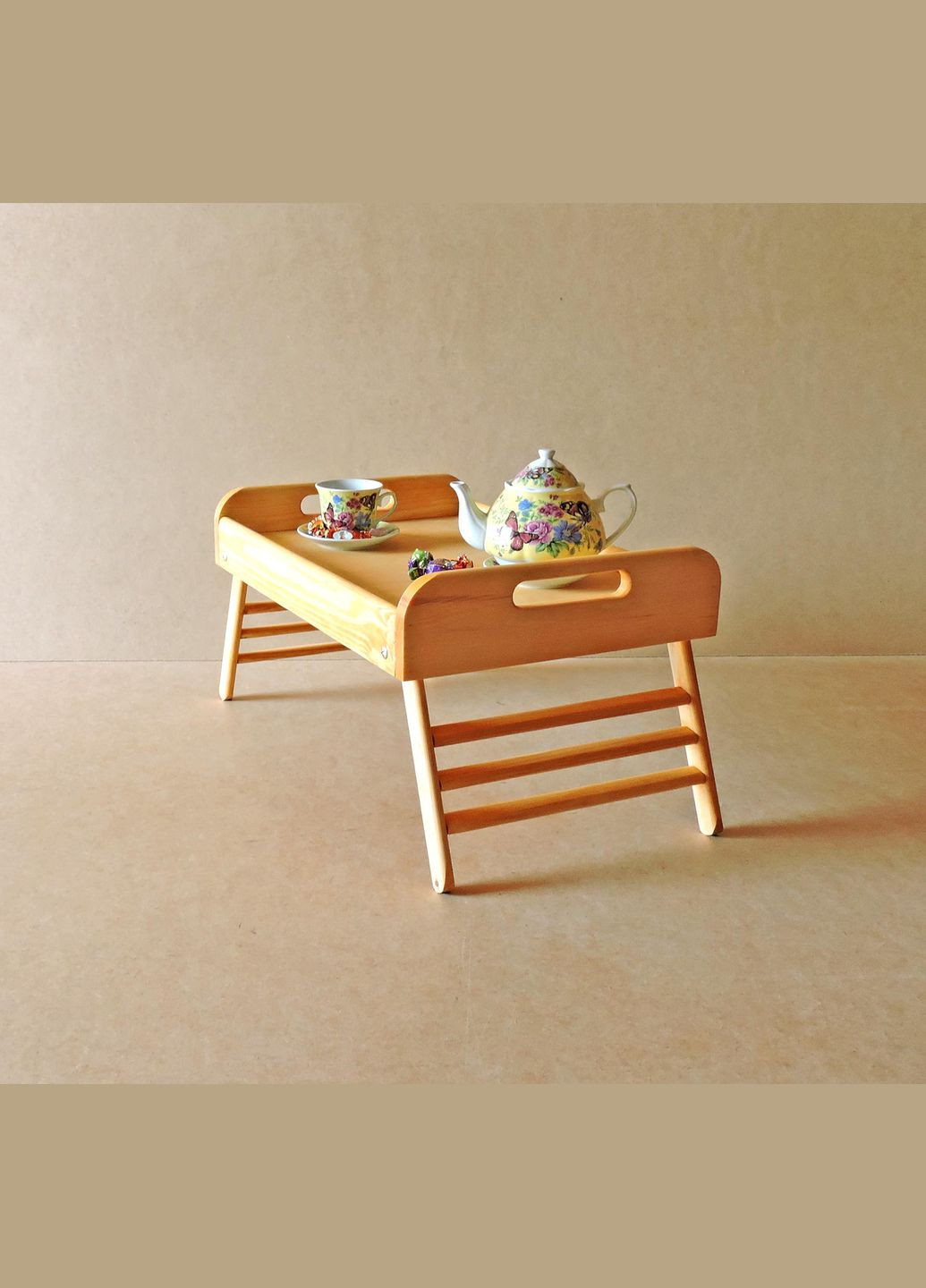 Столик-піднос для сніданку з дерева Вермонт ваніль (СТП-000702) No Brand (327865802)