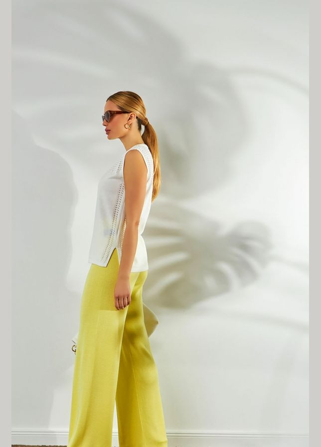 Женские брюки-палаццо из хлопка, широкие летние брюки с высокой талией и защипами (2309) Triko Bakh (334710549)