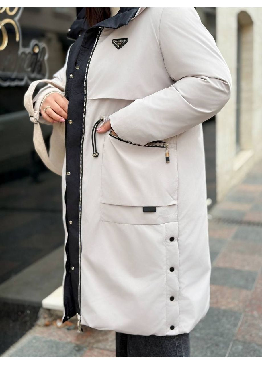 Черно-белая зимняя куртка теплая двухсторонняя Garna