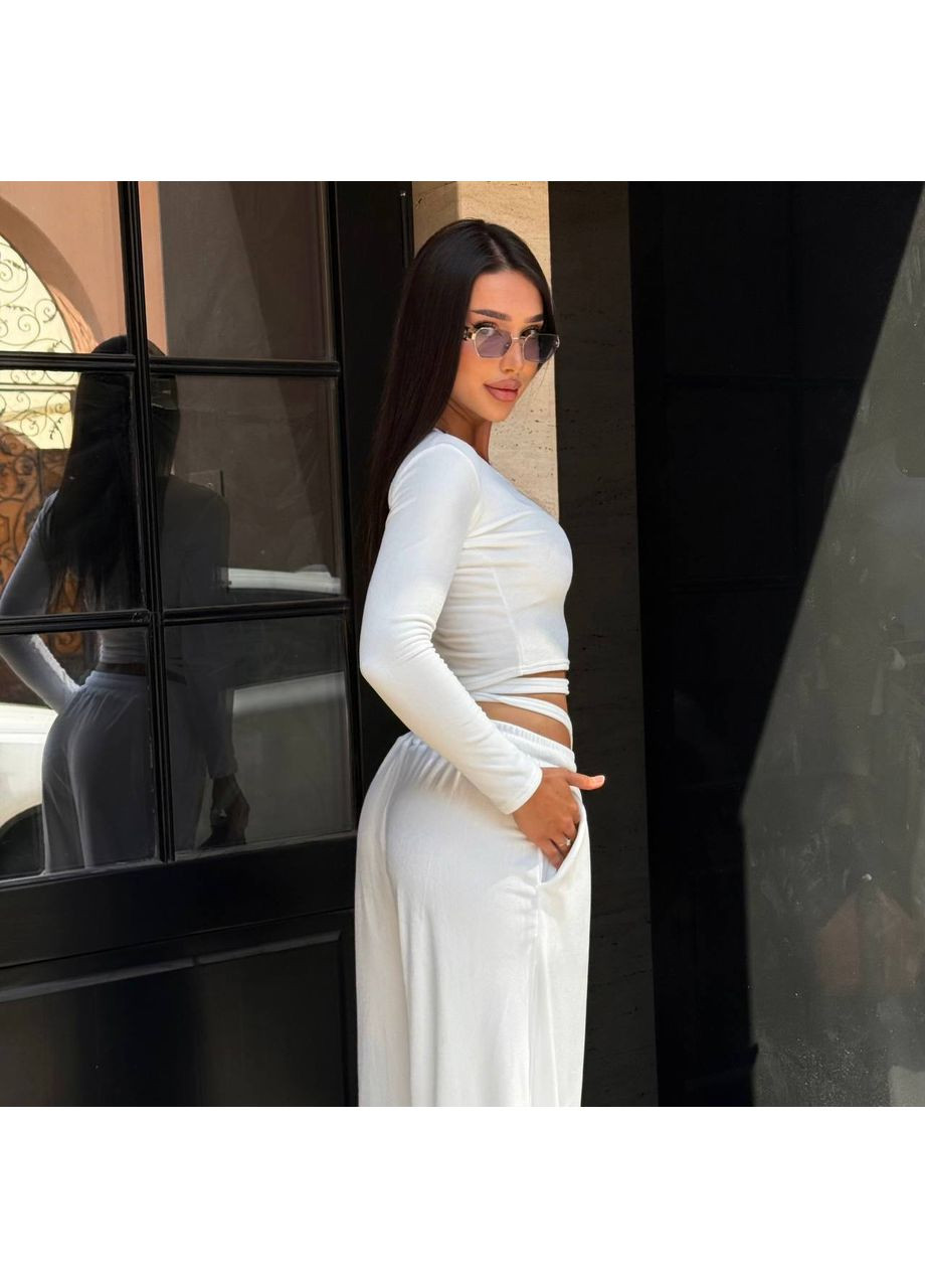 Трендовый велюровый костюм топ + палаццо No Brand С824/825-1617/2 (351856828)