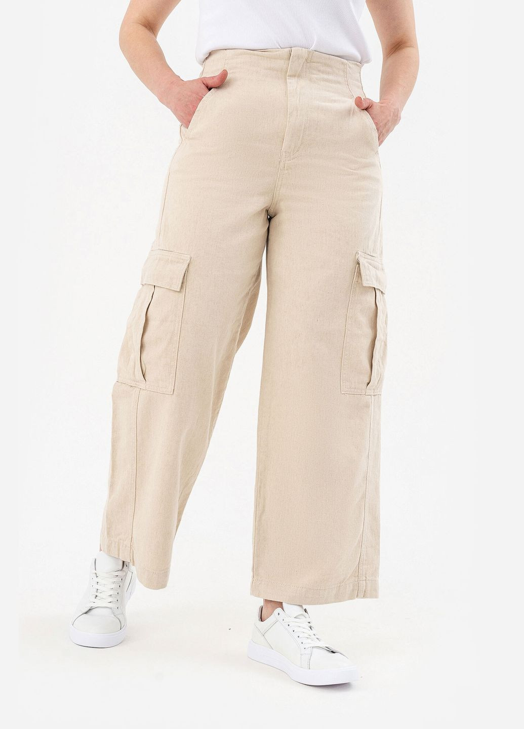 Широкі жіночі джинси з накладними кишенями Denim - (302979608)