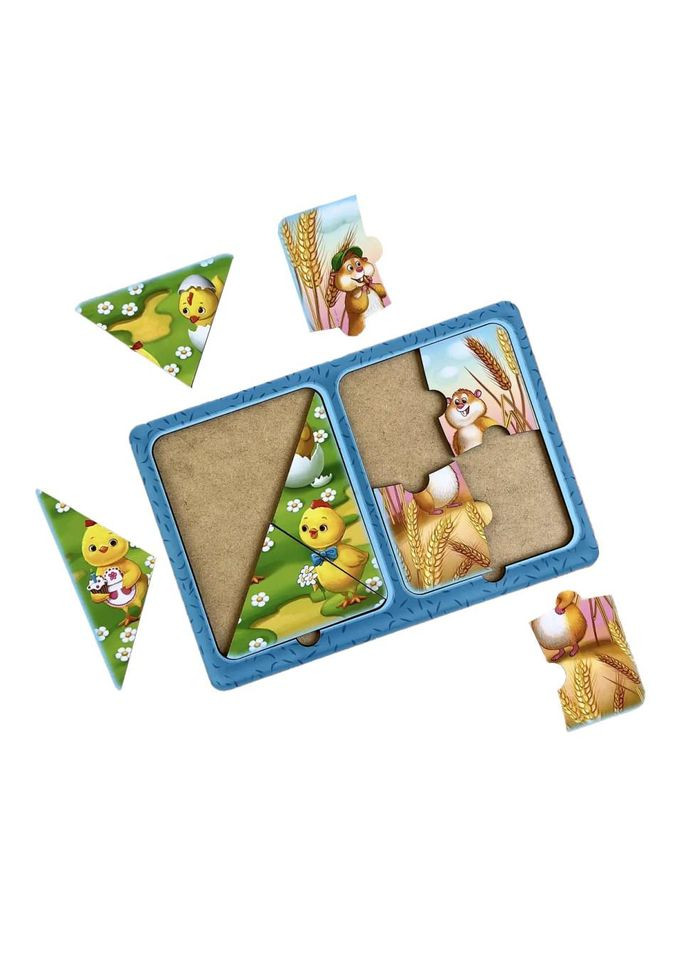 Деревянный пазл-вкладыш "Хомяки и цыплята" (ПСД183) PSD183 в рамке Ubumblebees (372495673)