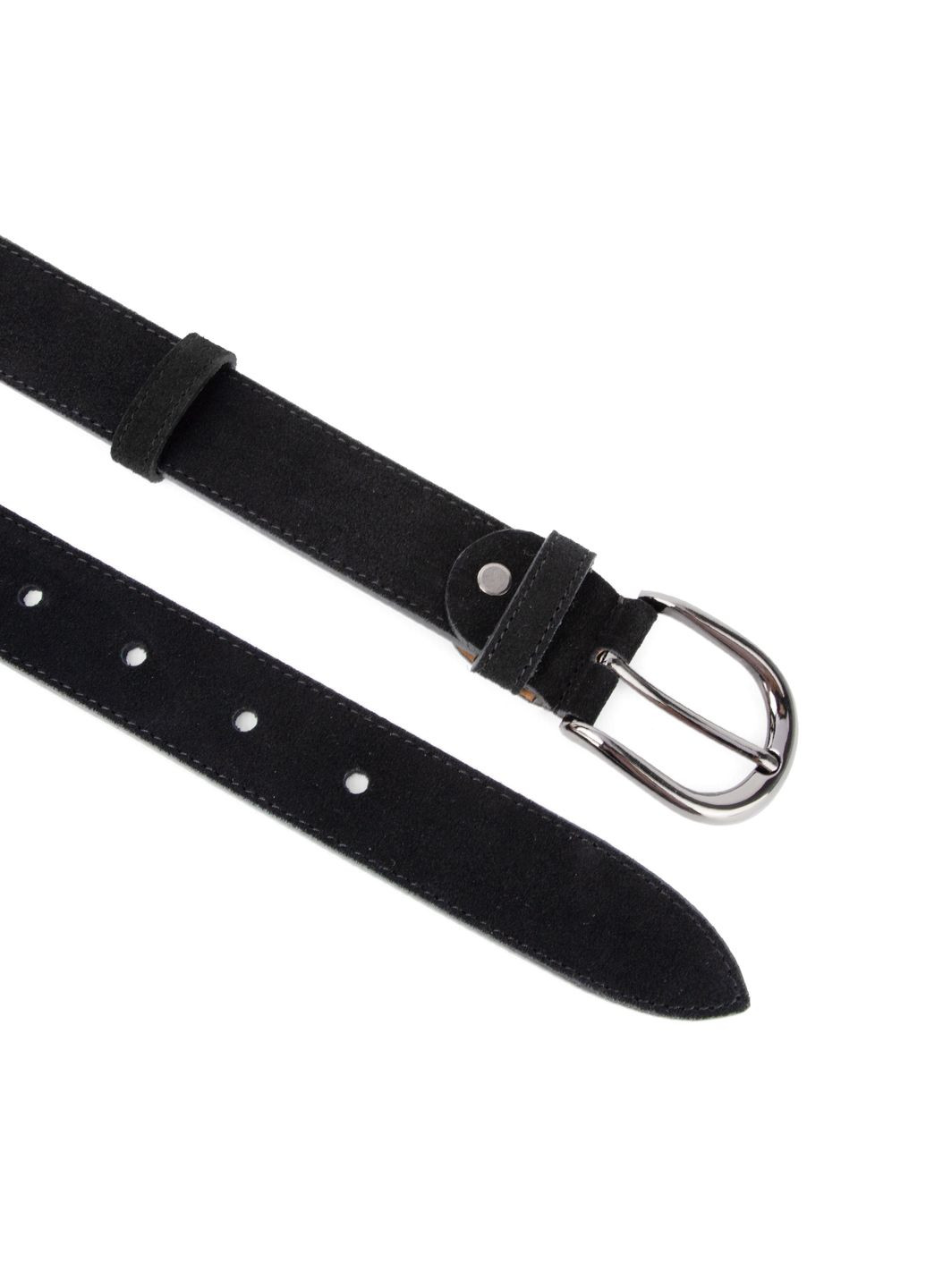 Ремінь жіночий замшевий PS-3413 чорний з темною пряжкою (125 см) Puos (369892831)