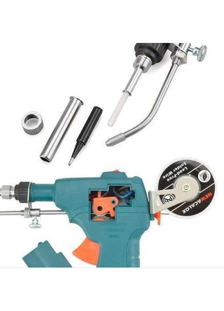 Паяльник з автоматичною подачею припою 7 в 1, 220В 60Вт 400C, в наборі припой, пінцети, олововідсмоктувач Jiang (344596184)