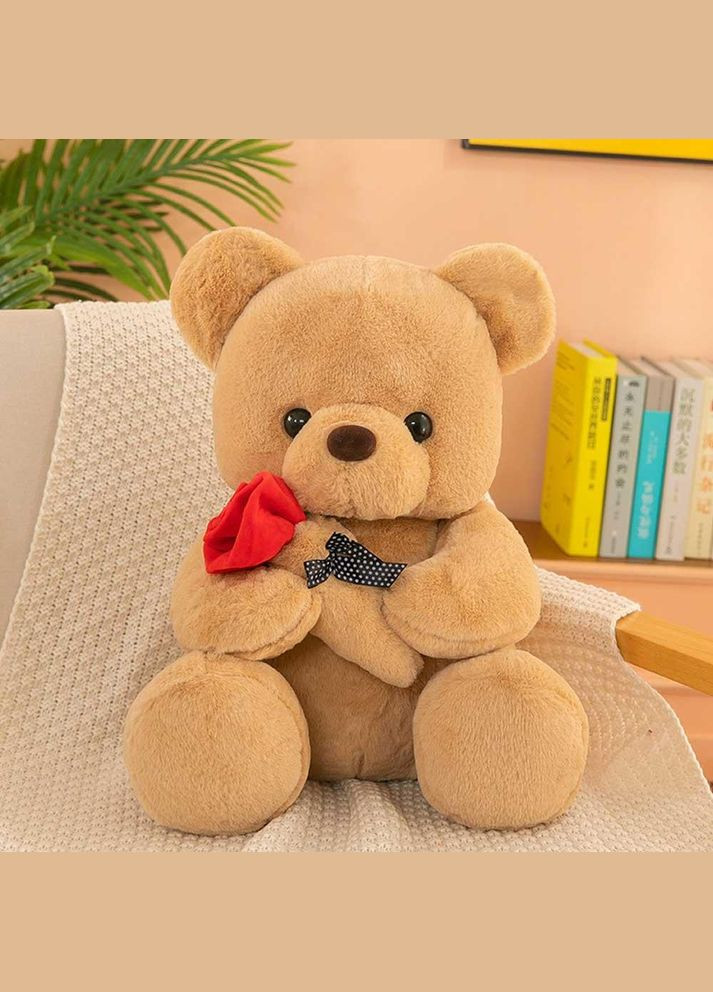 Мягкая плюшевая игрушка медведь бежевый с розой (TA0094_2) No Brand (325700031)