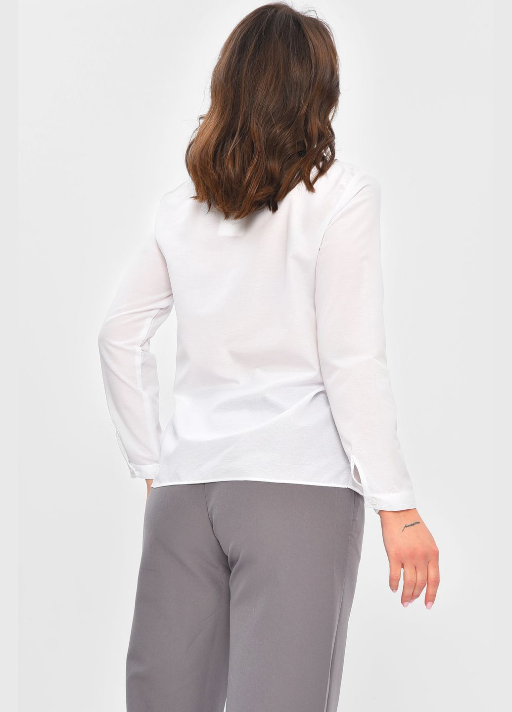 Белая рубашка женская однотонная белого цвета с баской Let's Shop