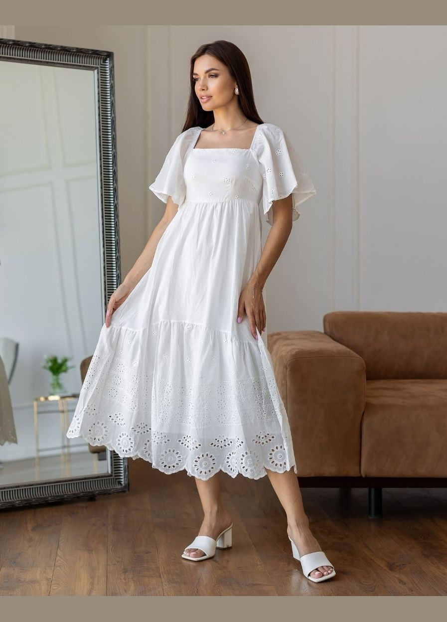 Білий біла сукня з бавовни 111734 No Brand