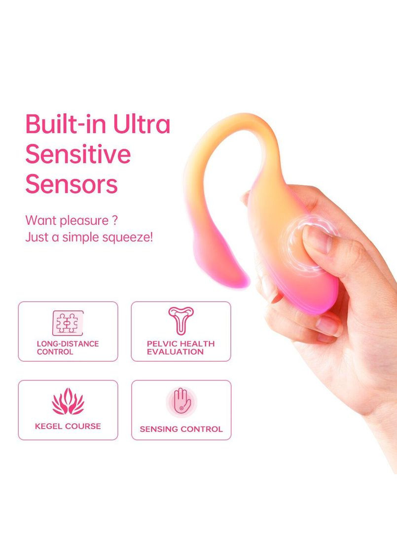 Смарт-віброяйце Magic Motion Flamingo Max Orange 2 в 1: віброяйце та тренажер Кегеля, 10 режимів No Brand (366878958)