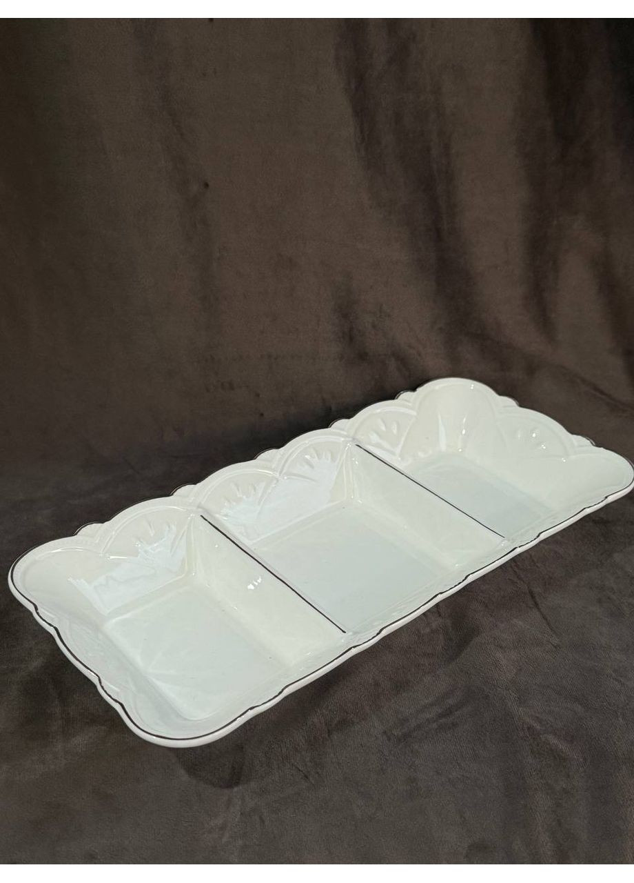 Менажница HP-20-28 керамическая 3-х секционная 30х14 см Белый Yiwu (361056334)