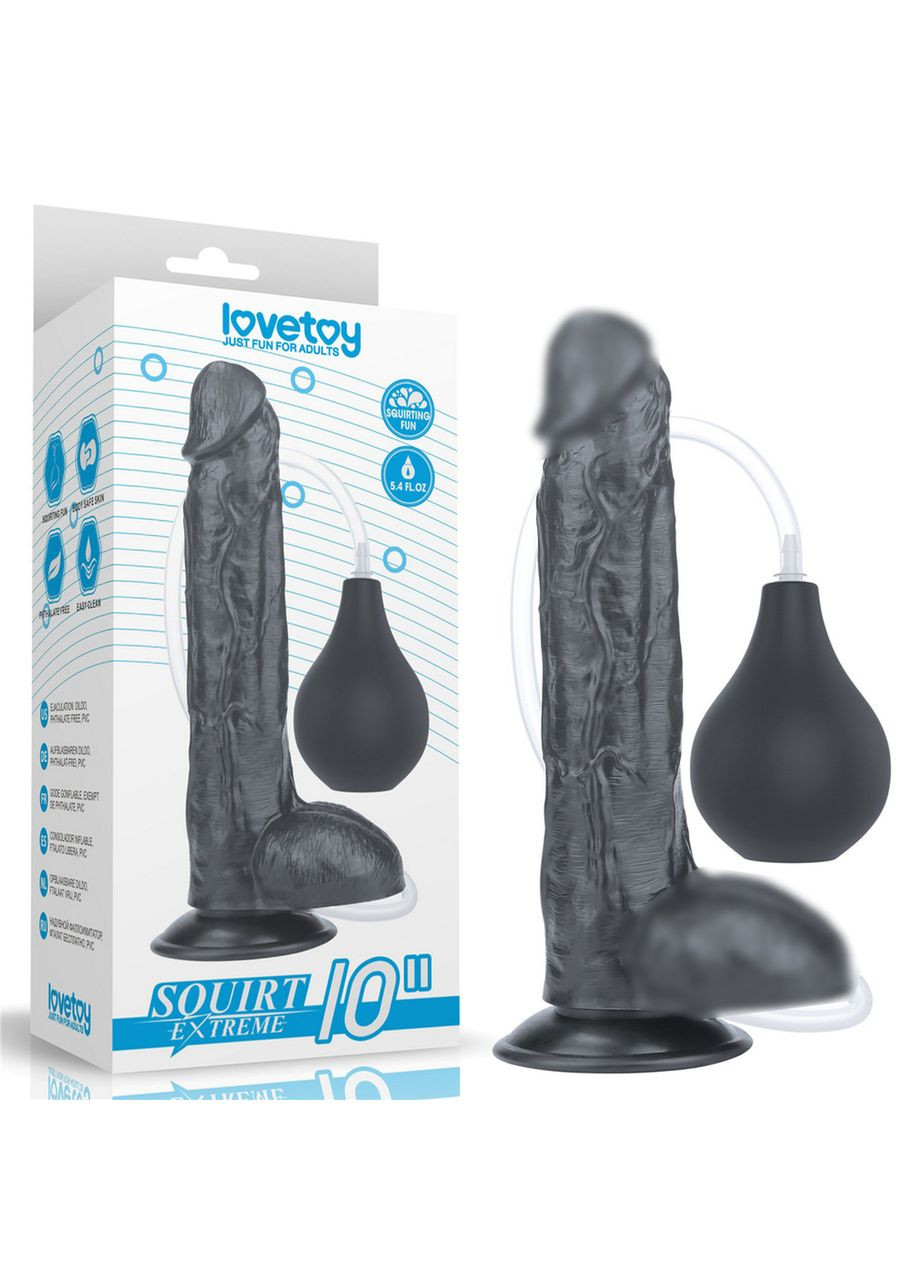 Фалоімітатор імітація сім'явипорскування 25 см Squirt Extreme Dildo - Чорного кольору Lovetoy (317747317)