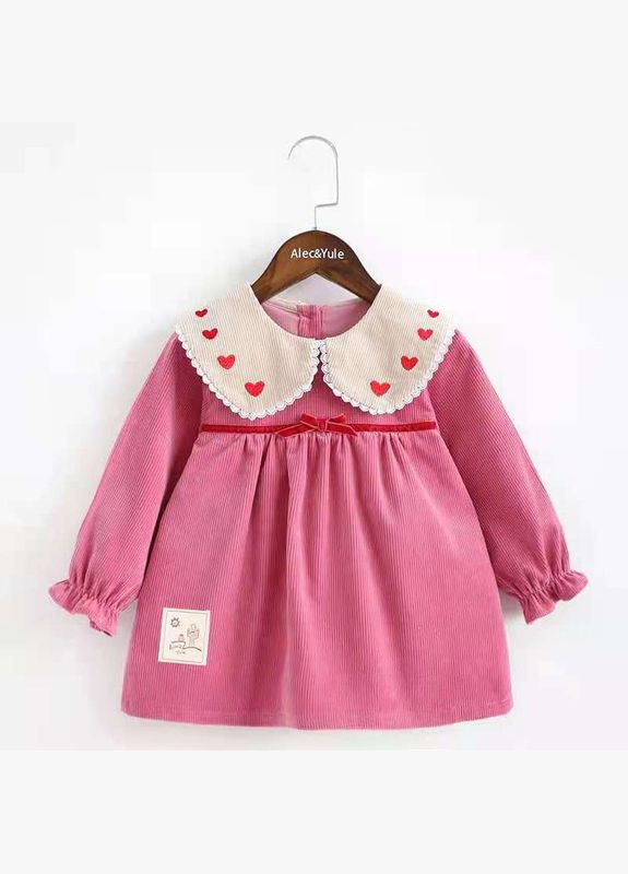 Рожева сукня дитяча вельветова ( 120см) (13720) Qoopixie (290704465)