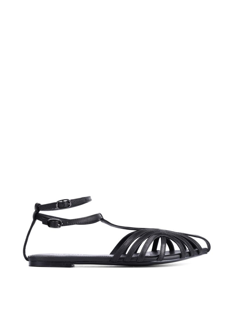 Черные женские сандалии 202-24112-5 черный кожа MIRATON