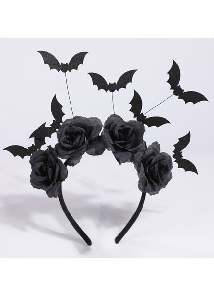 Обруч для волосся Кажан з чорними трояндами для вечірок на Хелловін в стилі готика No Brand (363559208)