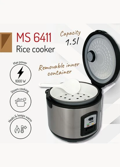 Рисоварка MS 6411 1.5L: Идеальный способ приготовления вкусного риса Mesko (339101932)