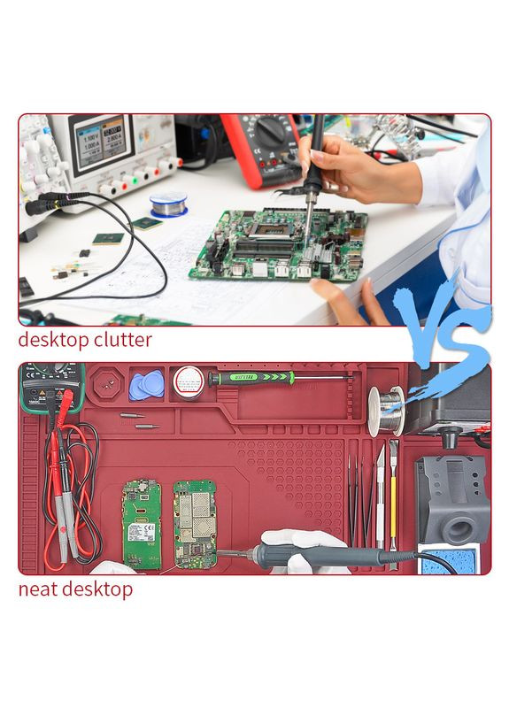 Теплоізоляційний силіконовий килимок TE-702 для ремонту смартфонів, ноутбуків, техніки / 550x380 мм Red No Brand (322567747)