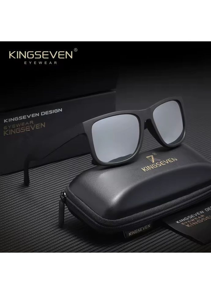 Мужские поляризационные солнцезащитные очки 765 Black Silver KINGSEVEN (369740398)