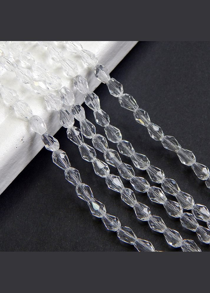 Намистини кришталеві Крапля, 6х4 мм, прозорі, 68 шт No Brand (340484093)