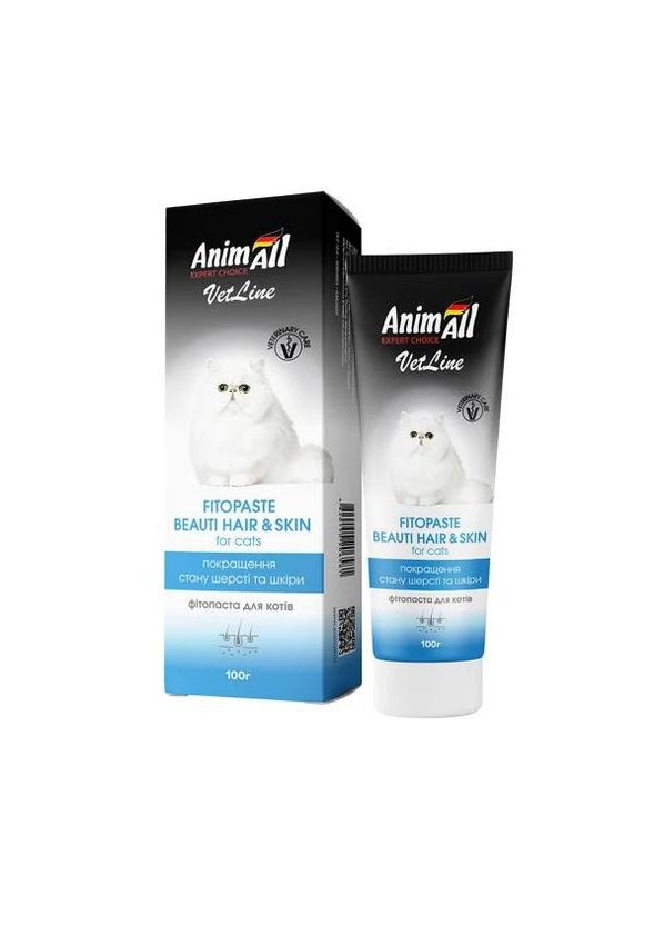 Фитопаста VetLine для улучшения качества шерсти для кошек 100 г (4820150206581) AnimAll (279566459)