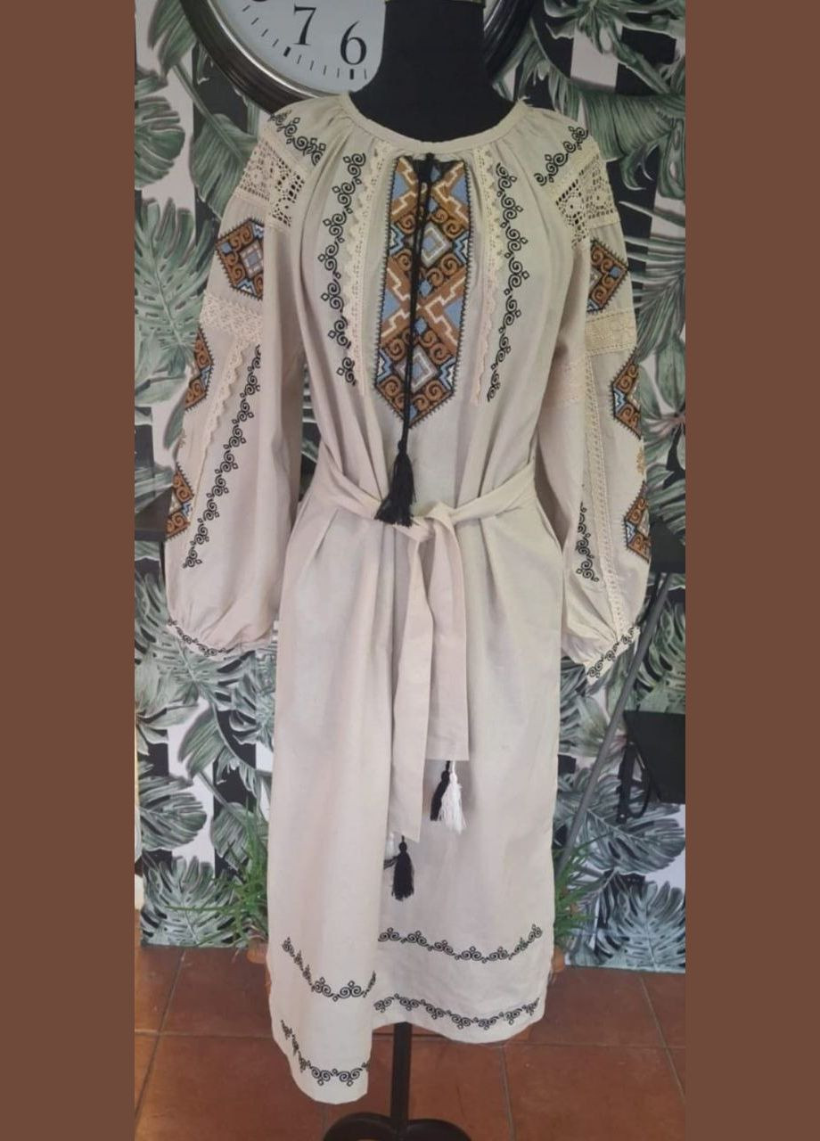 Бежева етнічна сукня "маланка" ESQ