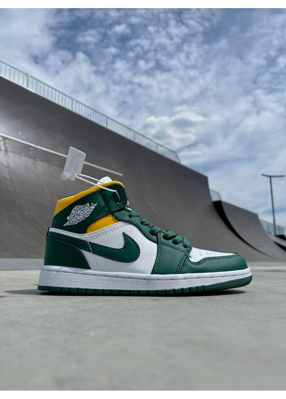 Белые демисезонные кроссовки мужские nike air jordan 1 mid gs sonics найк аир джордан No Brand