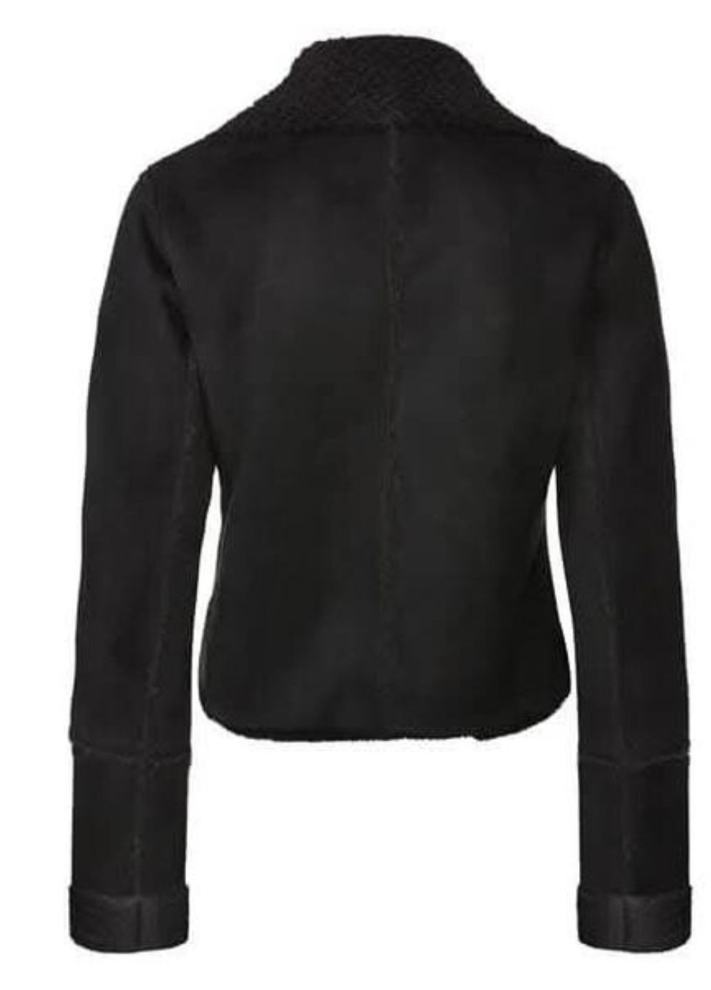 Черная демисезонная облегченная женская куртка-дубленка из экозамши с искусственным мехом косуха, байкерская Esmara