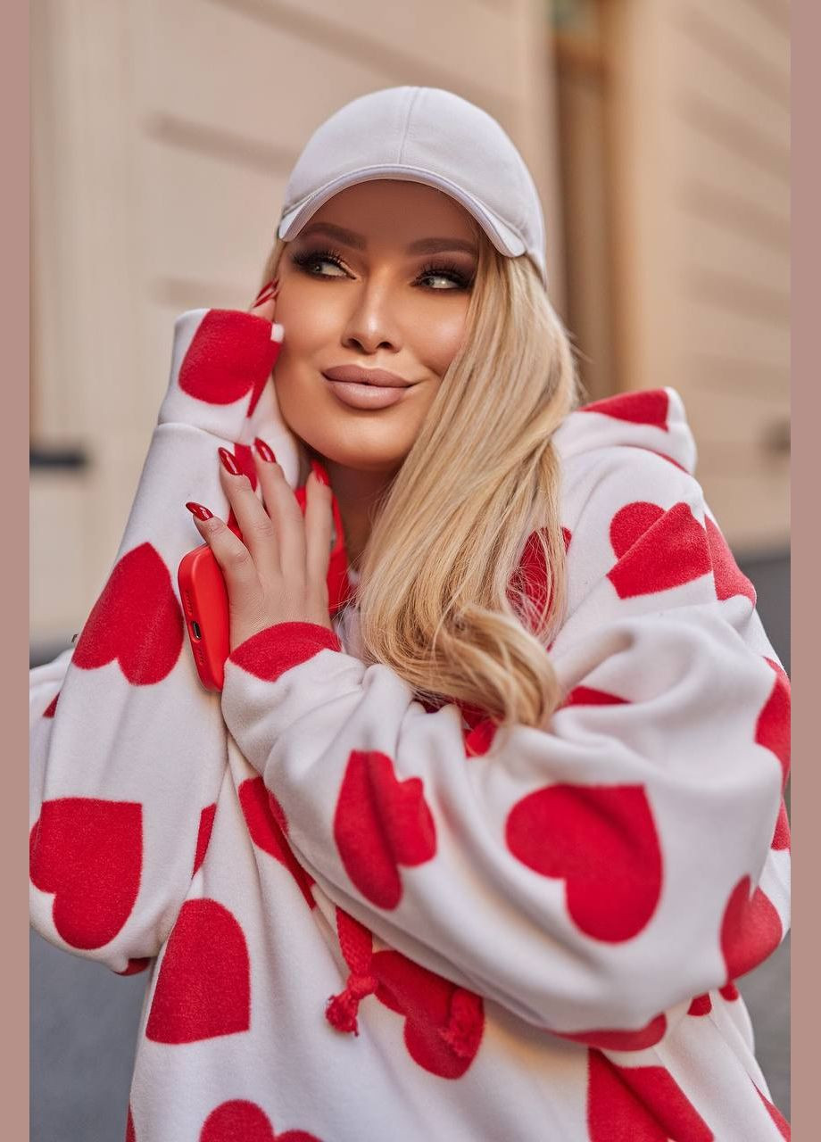 Жіноче худі оверсайз принт червоне серце New Trend (304990728)