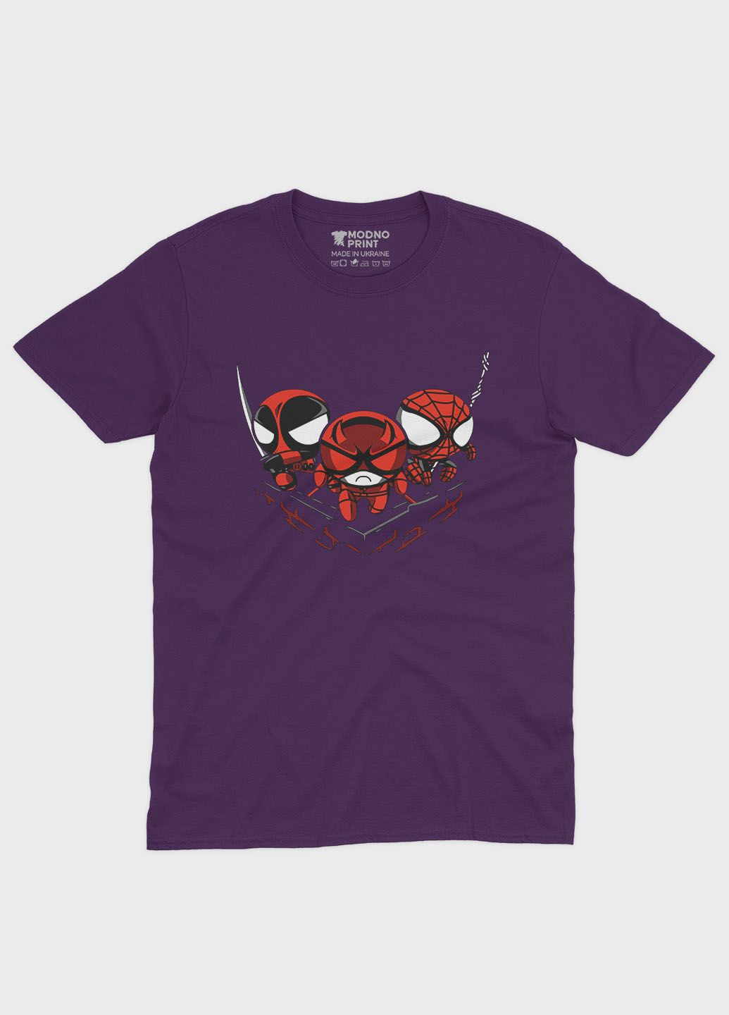 Фиолетовая демисезонная футболка для девочки с принтом супергероя - человек-паук (ts001-1-dby-006-014-069-g) Modno