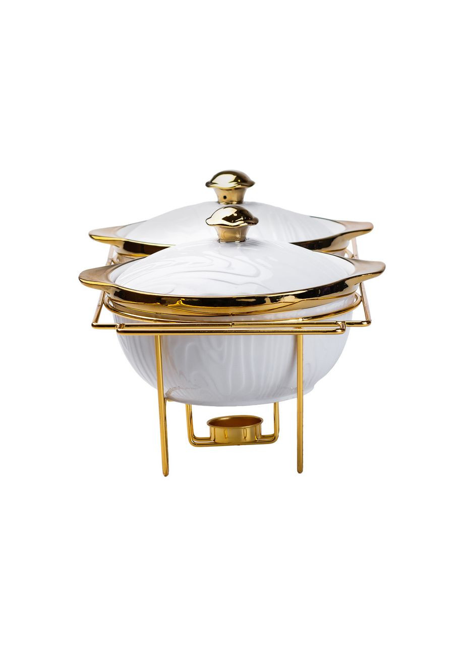 Мармит первых блюд на 2 кастрюли по 1 литру для супов керамические с металлической подставкой с подогревом GDK Yiwu (365728935)