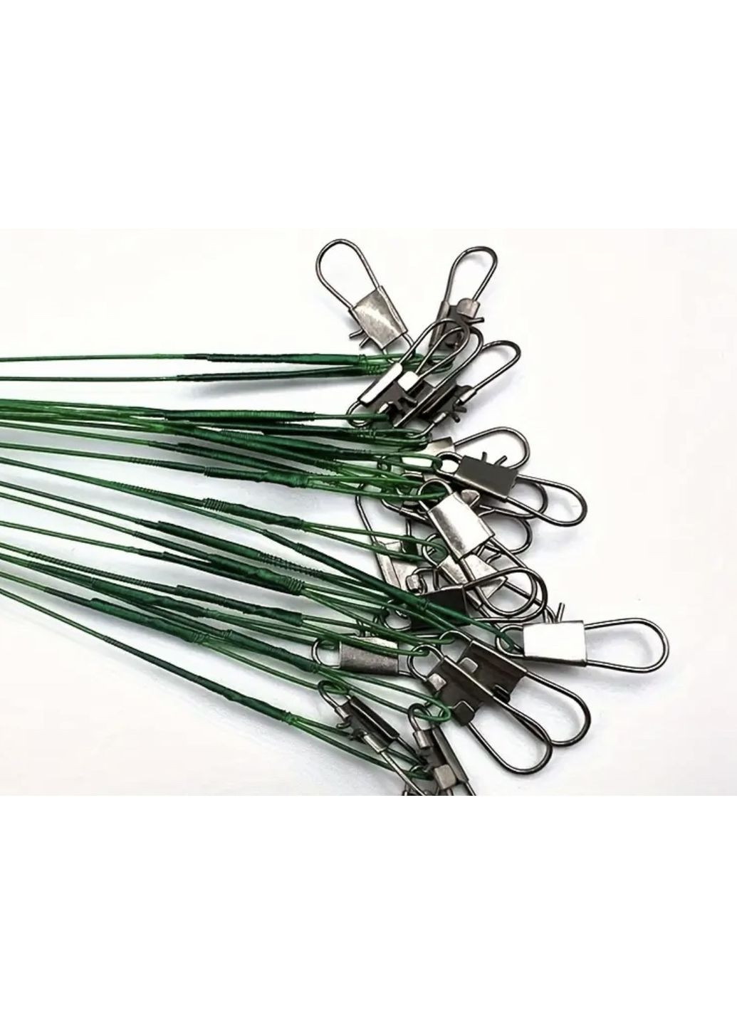 Металические рыбацкие поводки 10 шт., 15 см — крепкие, з вертлюгами, для ловли щуки, судака, окуня No Brand (370030889)